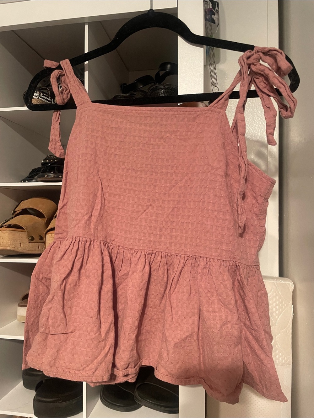 Madewell Women's Blush Tie-Shoulder Peplum Top